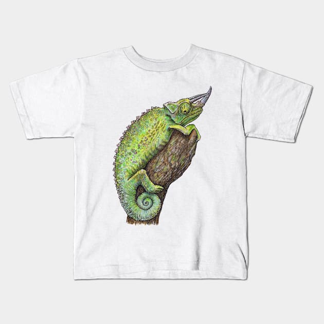 JACKSON'S CHAMELEON Kids T-Shirt by PaddlesworthDraws